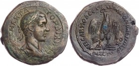 MOESIA INFERIOR NIKOPOLIS AD ISTRUM
Gordianus III., 238-244 n. Chr. AE-Tetrassarion 241-243 n. Chr., unter Provinzlegat Sabinius Modestus Vs.: gepanz...