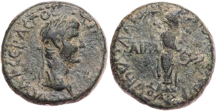 AIOLIS AIGAI
Claudius, 41-54 n. Chr. AE-Tetrachalkon 43-48 n. Chr., unter Apoll...
