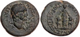 KARIEN TRAPEZOPOLIS
Vespasianus, 69-79 n. Chr. AE-Tetrachalkon unter Ti(...) Orontes Vs.: Kopf mit Lorbeerkranz n. r., Rs.: Kybele steht zwischen zwe...