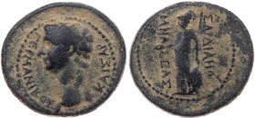 LYDIEN SARDEIS
Germanicus, gest. 19 n. Chr. AE-Dichalkon unter Mnaseas Vs.: Kopf n. l., Rs.: Athena steht mit Schild, Lanze und Phiale n. l. BMC 113;...