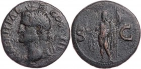 RÖMISCHE KAISERZEIT
Agrippa, gest. 12 v. Chr., geprägt unter Caligula, 37-41 n. Chr. AE-As 37-41 n. Chr. Rom Vs.: M . AGRIPPA . L . F . COS . III, Ko...