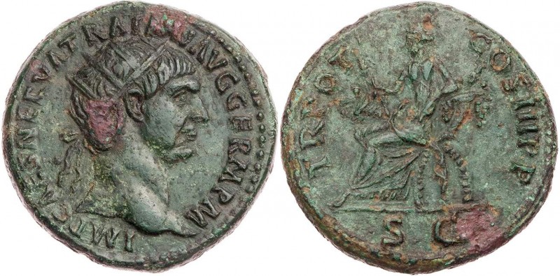 RÖMISCHE KAISERZEIT
Traianus, 98-117 n. Chr. AE-Dupondius 101-102 n. Chr. Rom V...