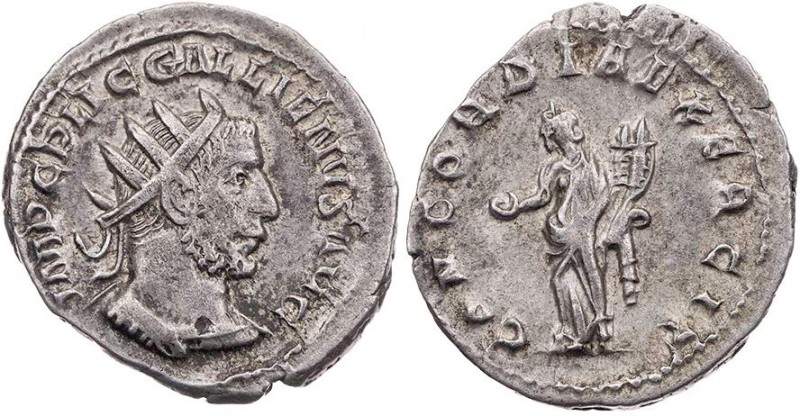 RÖMISCHE KAISERZEIT
Gallienus, 253-268 n. Chr. AR-Antoninian 253/254 n. Chr. Ro...