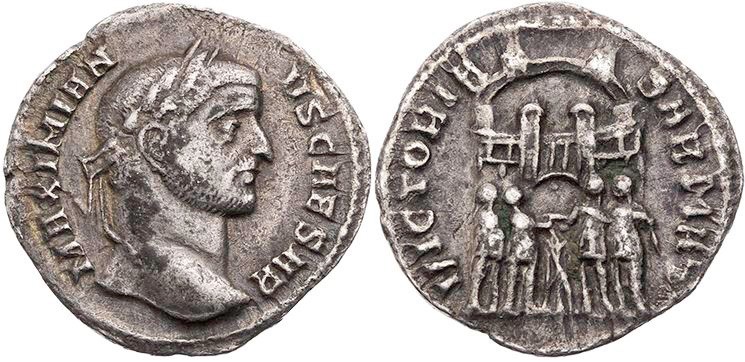 RÖMISCHE KAISERZEIT
Galerius als Caesar, 293-305 n. Chr. AR-Argenteus 294 n. Ch...