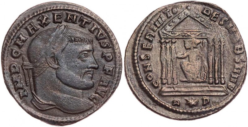 RÖMISCHE KAISERZEIT
Maxentius, 306-312 n. Chr. AE-Follis 307 n. Chr. Rom, 1. Of...