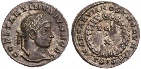RÖMISCHE KAISERZEIT
Constantinus II. als Caesar, 317-337 n. Chr. AE-Follis 321-324 n. Chr. Siscia, 3. Offizin Vs.: CONSTANTINVS IVN NOB C, Kopf mit L...