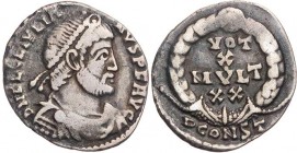 RÖMISCHE KAISERZEIT
Iulianus II., 360/361-363 n. Chr. AR-Siliqua (reduziert) Arles, 1. Offizin Vs.: D N FL CL IVLIA-NVS P P AVG, gepanzerte und drapi...