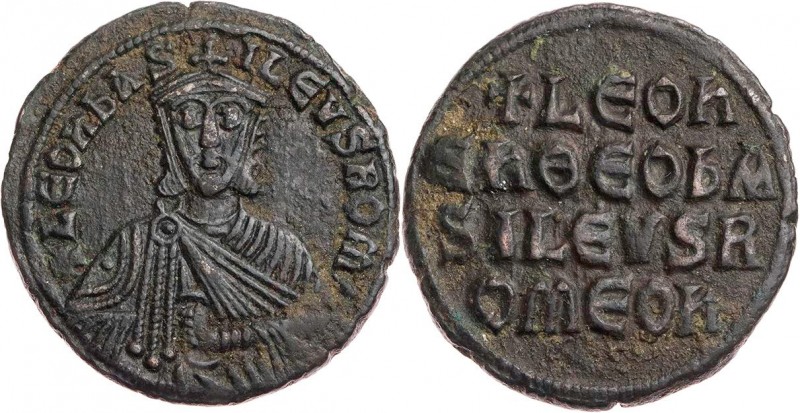 BYZANZ
Leon VI. der Weise, 886-912. AE-Follis Konstantinopolis Vs.: + LEOh bAS-...