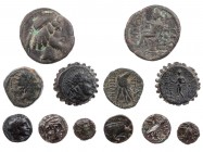 Lot, griechische Münzen Verschiedene Prägungen der Griechen, darunter Thrakien, Chersonnesos: AEs; Makedonien, Amyntas II.: AE-Chalkus; Syrien, Seleuk...