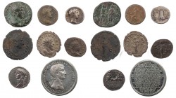 Lot, römische Münzen Prägungen der römischen Kaiserzeit, darunter Hadrianus: Denar, Asses (2), Quadrans; Postumus, Antoninian; Tetricus II., Antoninia...