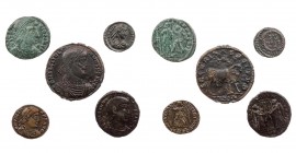 Lot, römische Münzen AE-Prägungen der Spätantike: Magnentius, Maiorina, Trier, 1. Offizin; Vetranio, Maiorina, Siscia; Iulianus II., Doppelmaiorina, T...