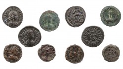 Lot, römische Münzen AE-Kleinmünzen des Theodosius I. und II., darunter Theodosius I., AE-1/2 Centenionalis, Siscia, 2. Offizin sowie Cyzicus, 2. Offi...