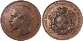 FRANKREICH 2. KAISERREICH, 1852-1870.
Napoléon III., 1852-1870. Bronzemedaille 1861 v. Barre (Kaiserkopf), bei Monnaie de Paris Vs.: Kopf n. l., Rs.:...