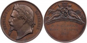 FRANKREICH 2. KAISERREICH, 1852-1870.
Napoléon III., 1852-1870. Bronzemedaille o. J. (1862-1865) v. Armand Auguste Caqué, bei Monnaie de Paris Prämie...