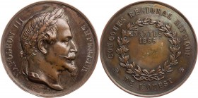 FRANKREICH 2. KAISERREICH, 1852-1870.
Napoléon III., 1852-1870. Bronzemedaille 1866 v. Alphée Dubois, bei Monnaie de Paris Prämie des Pferderennens i...