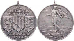 STÄDTEMEDAILLEN DEUTSCHE STÄDTE
Karlsruhe Silbermedaille 1925 v. Heinrich Ehehalt Auf das 28. Verbandsschießen Baden - Pfalz - Mittelrhein vom 4.-12....