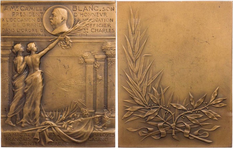 PERSONEN INDUSTRIELLE UND UNTERNEHMER
Blanc, Camille, 1847-1927. Bronzeplakette...