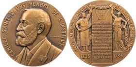 PERSONEN KOMPONISTEN, MUSIKER, SÄNGER
Saint-Saëns, Camille, 1835-1921. Bronzemedaille "1935" (1937) v. Pierre Lenoir, bei Monnaie de Paris Auf seinen...