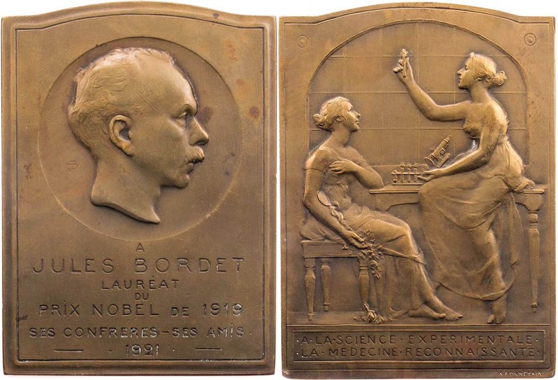 PERSONEN MEDIZINER UND ÄRZTE
Bordet, Jules, 1870-1961. Bronzeplakette 1921 v. A...