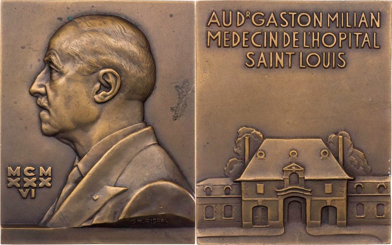 PERSONEN MEDIZINER UND ÄRZTE
Milian, Gaston, 1871-1945. Bronzeplakette 1936 v. ...