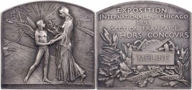GEWERBE, HANDEL, INDUSTRIE WELTAUSSTELLUNGEN
Chicago (1893) Versilberte Bronzeplakette 1893 v. O. Roty Auf die Weltausstellung, Preisplakette für fra...
