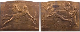 GEWERBE, HANDEL, INDUSTRIE WELTAUSSTELLUNGEN
Brüssel (1935) Bronzeplakette 1935 v. Armand Bonnétain, bei Jules Fonson Vs.: LABORI - SCIENTIAE - ARTIB...