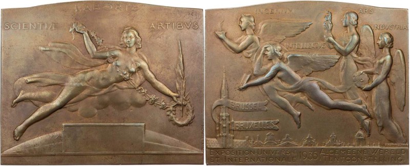 GEWERBE, HANDEL, INDUSTRIE WELTAUSSTELLUNGEN
Brüssel (1935) Bronzeplakette 1935...