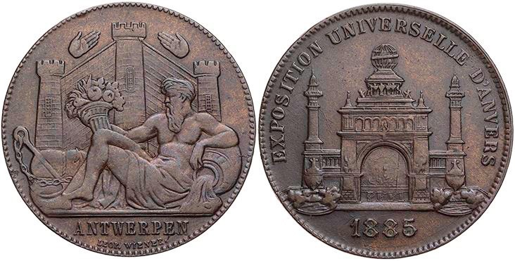 GEWERBE, HANDEL, INDUSTRIE INTERNATIONALE AUSSTELLUNGEN
Antwerpen (1885) Bronze...
