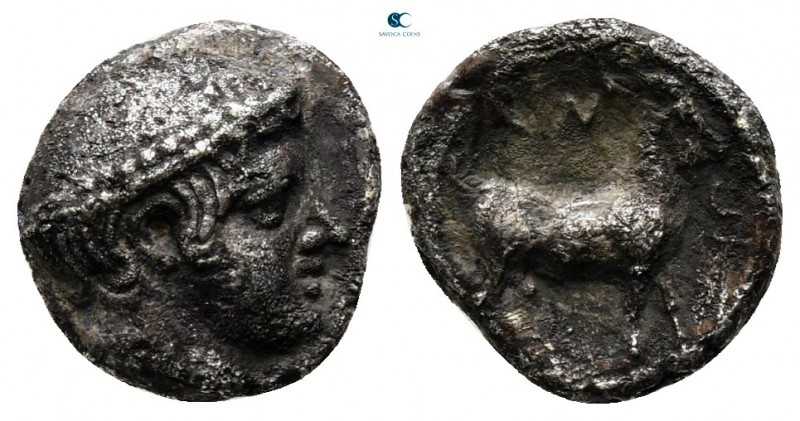 Thrace. Ainos circa 427-425 BC. 
Diobol AR

10 mm., 1,11 g.



very fine