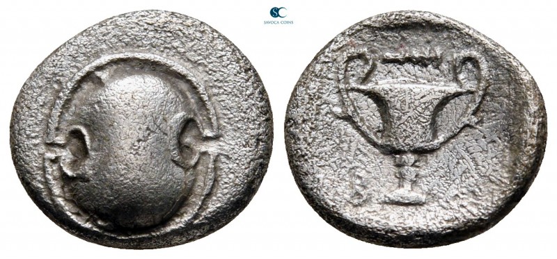 Boeotia. Thebes circa 425-375 BC. 
Hemidrachm AR

14 mm., 2,41 g.



near...