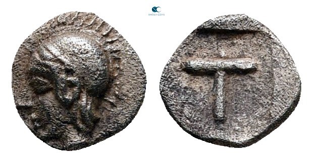 Arkadia. Tegea circa 423-400 BC. 
Tetartemorion AR

7 mm., 0,27 g.



ver...