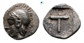 Arkadia. Tegea circa 423-400 BC. Tetartemorion AR