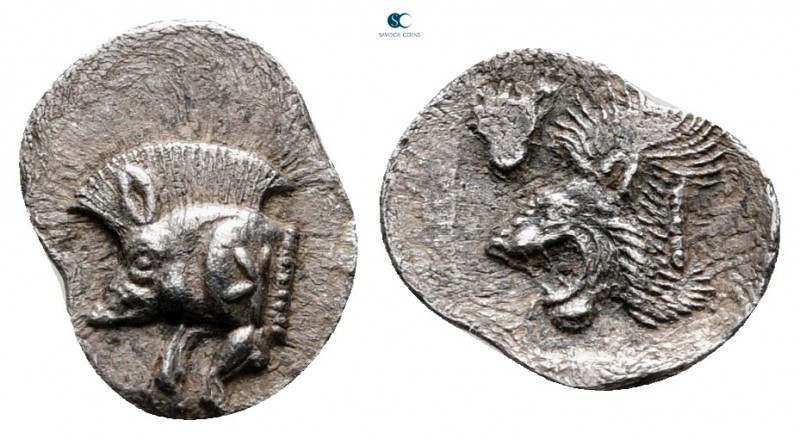 Mysia. Kyzikos circa 525-475 BC. 
Hemiobol AR

11 mm., 0,3 g.



very fin...