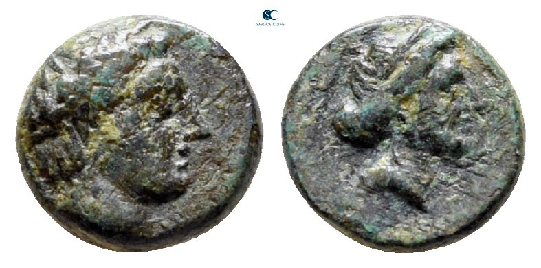 Aiolis. Autokane circa 400-300 BC. 
Bronze Æ

8 mm., 0,69 g.



very fine...