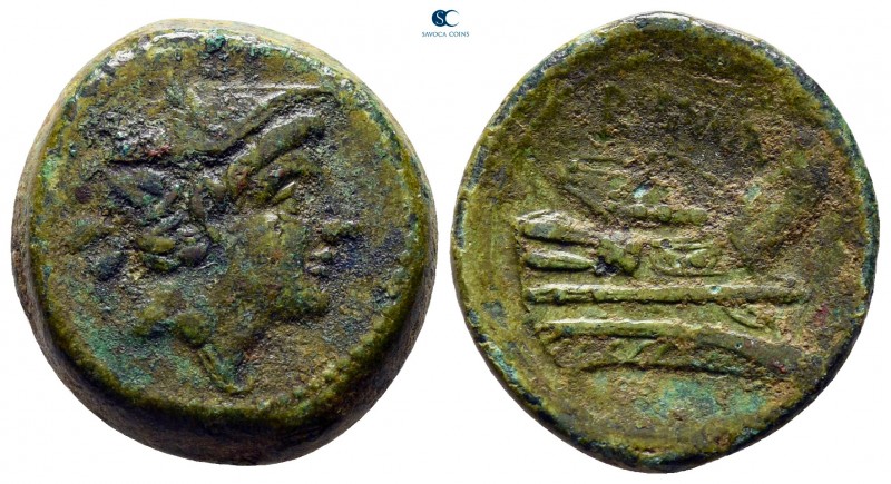 Anonymous circa 215-212 BC. Rome
Semuncia Æ

20 mm., 6,16 g.



nearly ve...