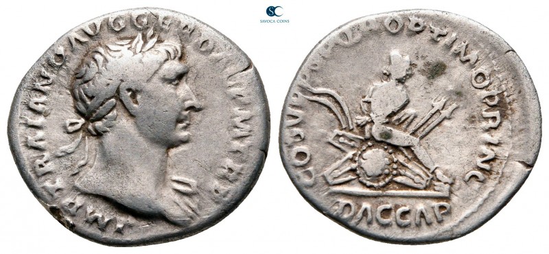 Trajan AD 98-117. Rome
Denarius AR

19 mm., 2,82 g.



very fine