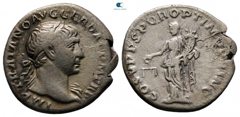 Trajan AD 98-117. Rome
Denarius AR

18 mm., 2,74 g.



nearly very fine