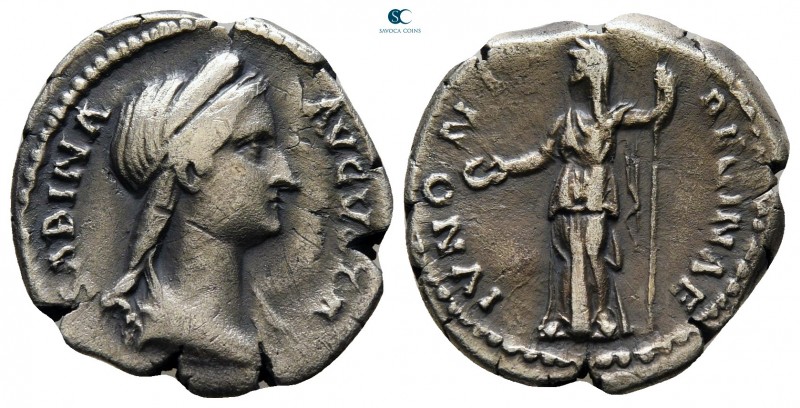 Sabina. Augusta AD 128-137. Rome
Denarius AR

18 mm., 2,82 g.



very fin...