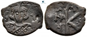 Justinian II. Second reign AD 705-711. Constantinople. Half Follis Æ