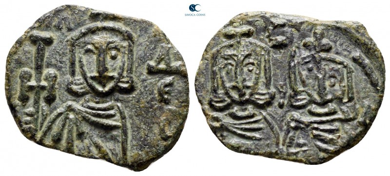 Constantine V Copronymus, with Leo IV AD 741-775. Syracuse
Follis or 40 Nummi Æ...