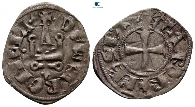 Philippe de Taranto AD 1307-1313. Clarencia (Glarentza)
Denier Tournois BI

2...