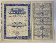 France Paris Arrens Mining Company Share 100 Francs 1932
Compagnie des Mines d'Arrens, Action de 100 Francs, Paris, 24.07.1932