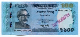 Bangladesh 100 Taka 2018 Specimen
P# 57s; XF