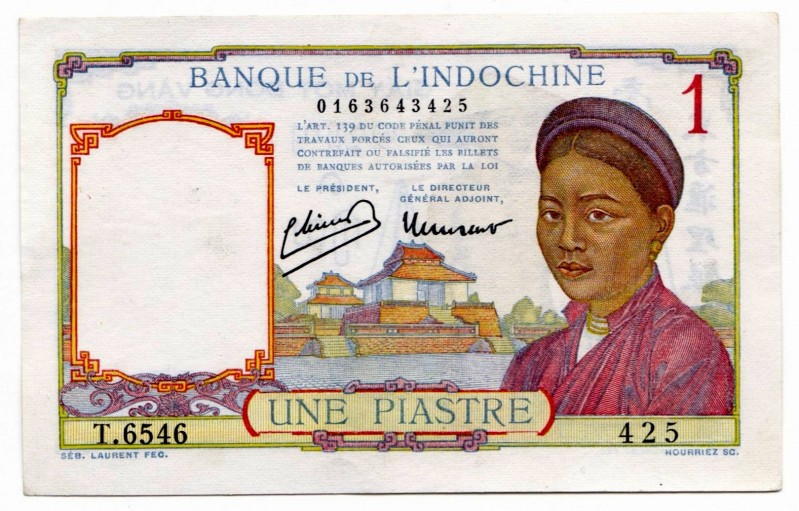 French Indochina 1 Piastres 1946
P# 54c; UNC-