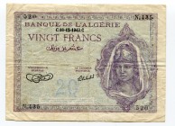 Algeria 20 Francs 1943
P# 92a; № 435; VF