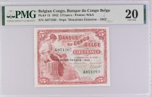 Belgian Congo 5 Francs 1942 PMG 20
P# 13; VF