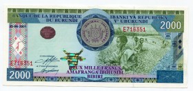 Burundi 2000 Francs 2001
P# 41a; № E716351; UNC