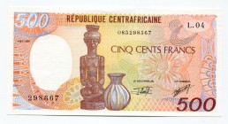 Central African Republic 500 Francs 1991
P# 14d; № 085298367; UNC