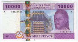 Central African States Gabon 10000 Francs 2002
P# 410A; № 021330241; UNC