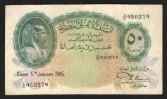 Egypt 50 Piastres 1945
P# 21c; VF